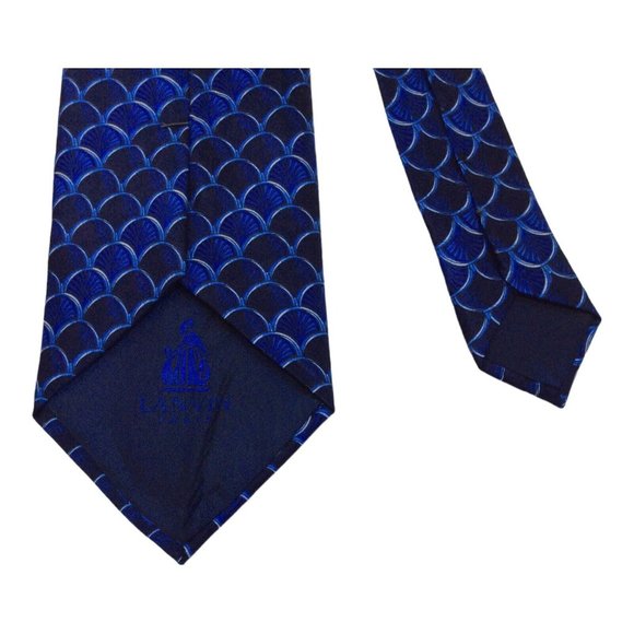 LANVIN PARIS Blue Geometric Silk Tie France 60"/ 3".1/2 EX COND - Picture 6 of 7